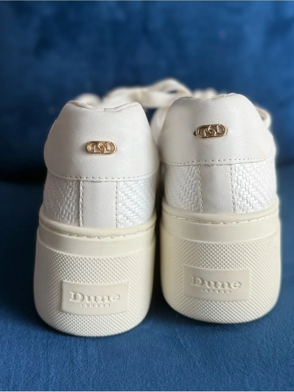 Dune London Cream Platform Woven Sneakers